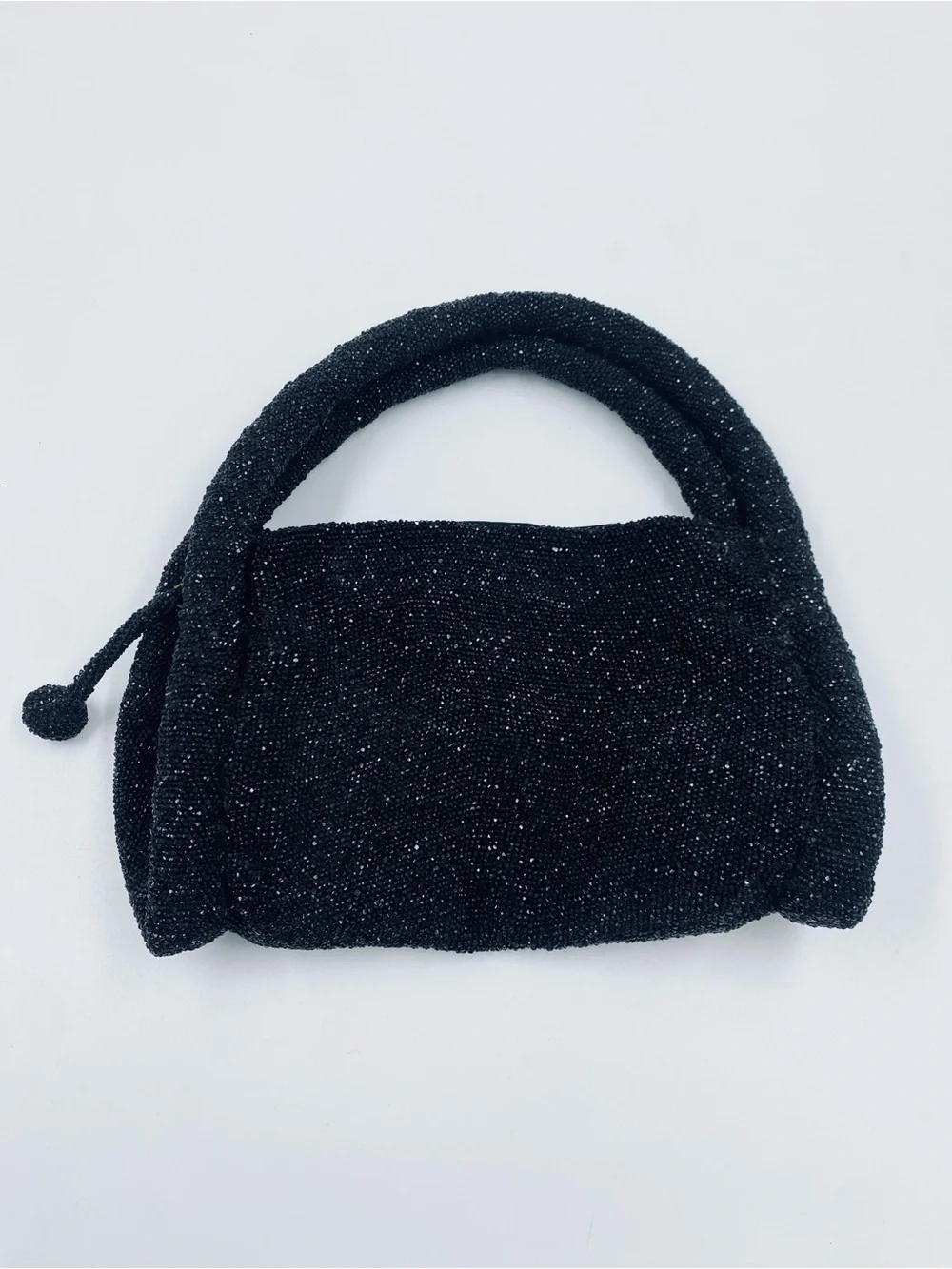 VTG 40s 50s Mid Century Walborg Glass Micro Bead Evening Bag Purse Black EUC